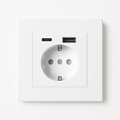 Electric and dual USB and USB type C socket in matt white steel