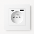 Dual USB and USB-C FR Electric Socket in Matt White Steel