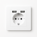 Dual USB Electric Socket (Europe) in Matt White Steel
