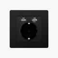 Black Matt Steel Double USB Socket (Europe), Style Two