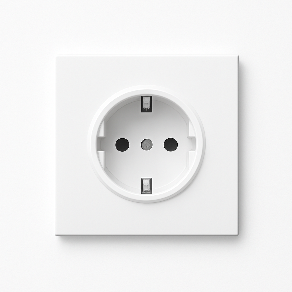 Electric socket (Europe) in matt white steel