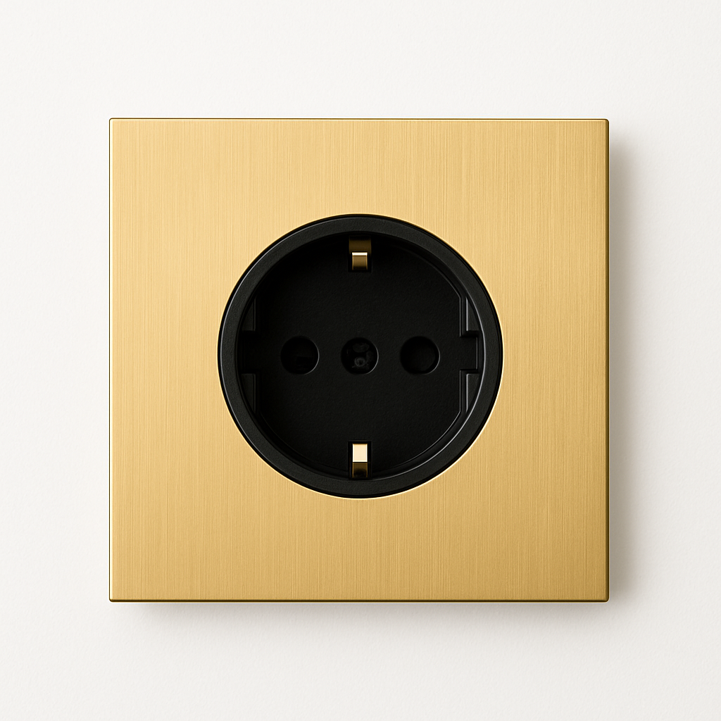 Electric socket (Europe) in brushed gold steel