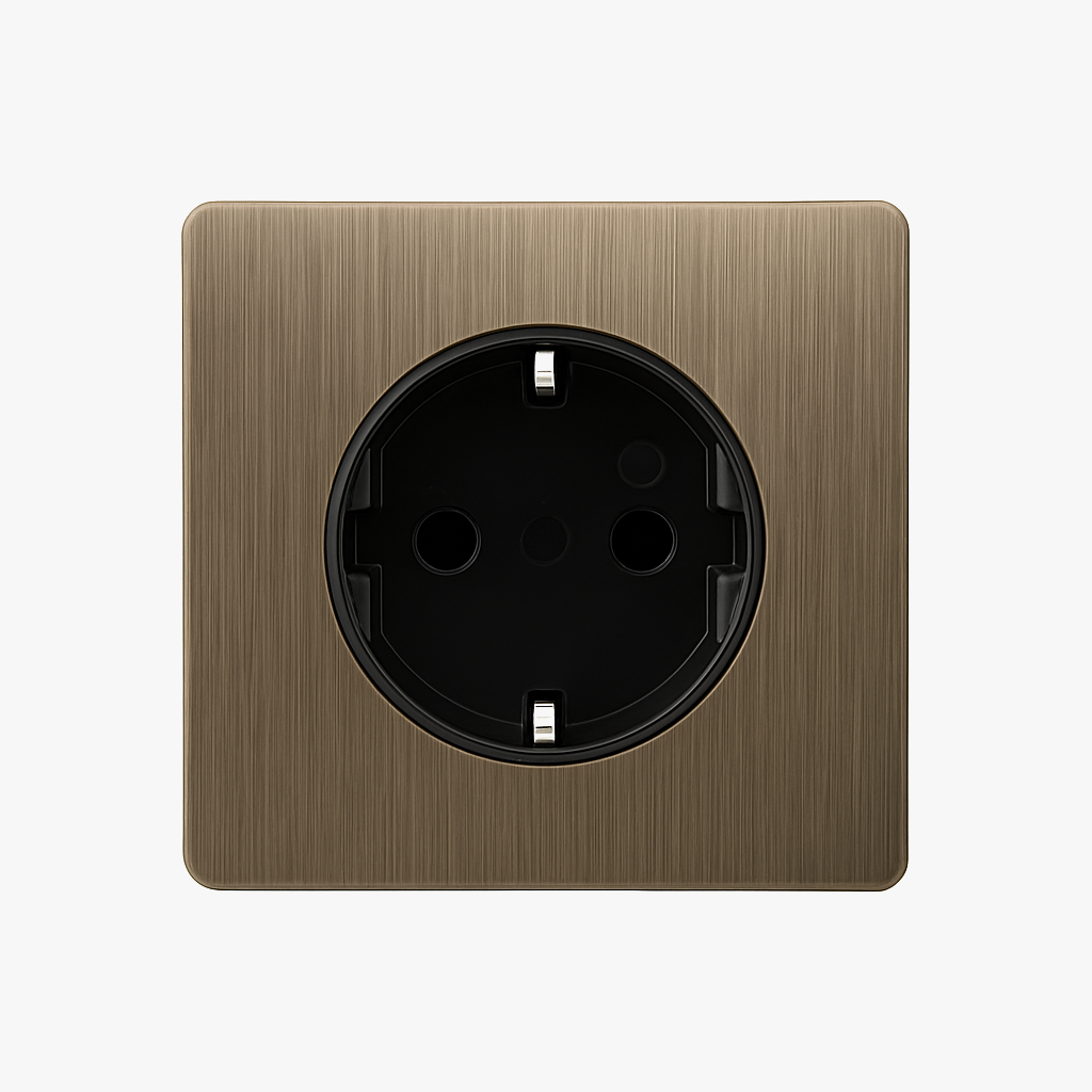 Refined European Electric Socket in Brushed Grey Steel
