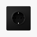 Electrical Socket Type F in Matt Black Steel, 86x86mm Square