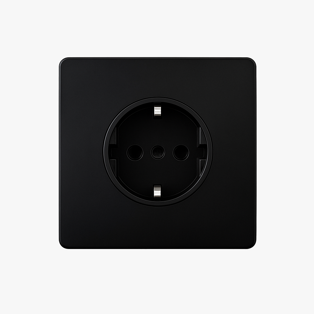 Essential Black Matt Steel Electric Socket Europe