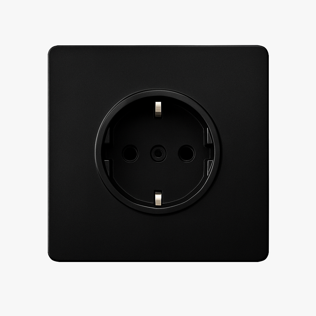 Modern Black Matt Steel Electric Socket Europe