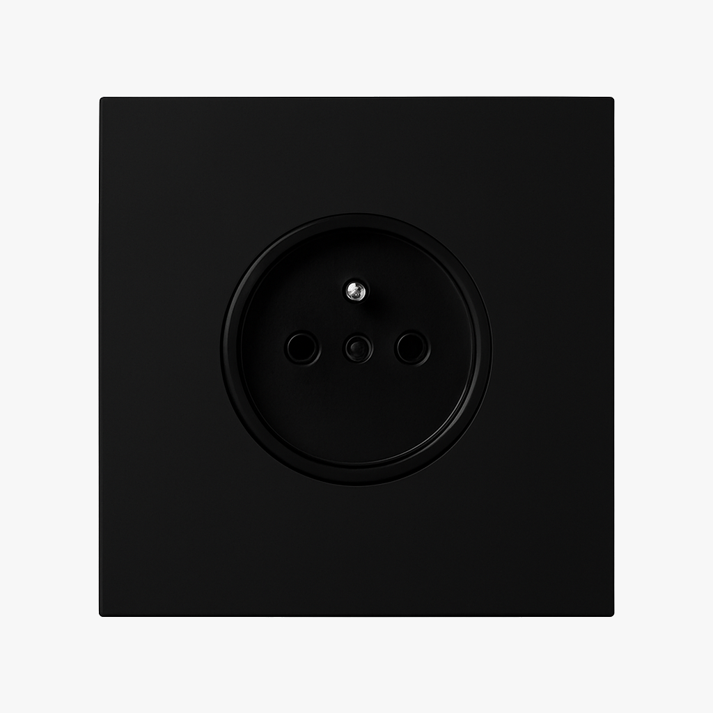 Simple black brushed steel electrical socket