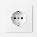 Simple (Europe) electrical socket in matt white steel and rounded edges