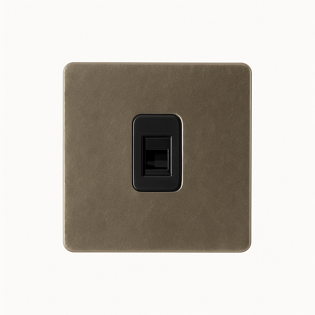 RJ45 socket in aged bronze steel rounded edges