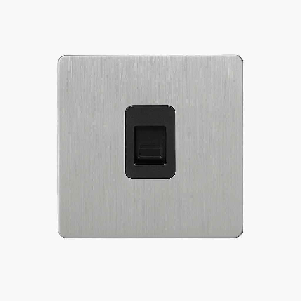 RJ45 Socket in Brushed Light Grey Steel for Modern Interiors