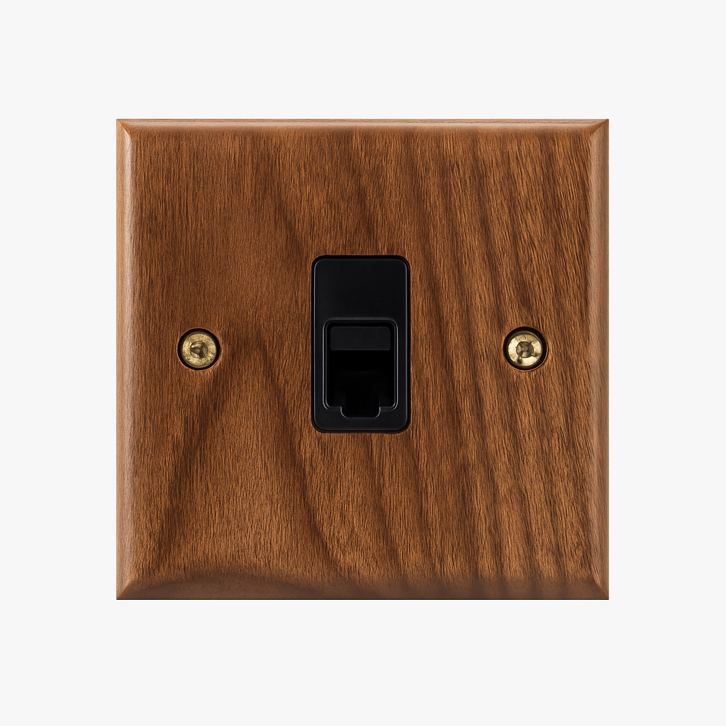 Ethernet Wood Socket with Gold Screws, Rounded Edges