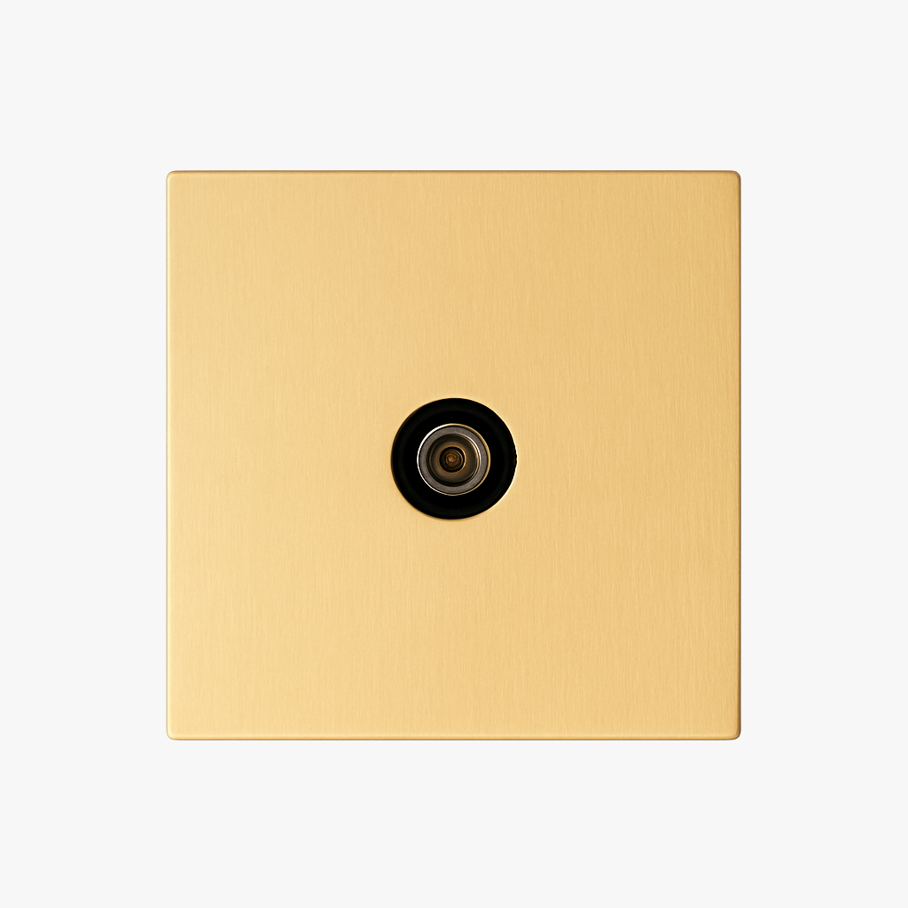 TV socket in brushed gold steel