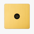 TV socket in brushed gold steel rounded edges
