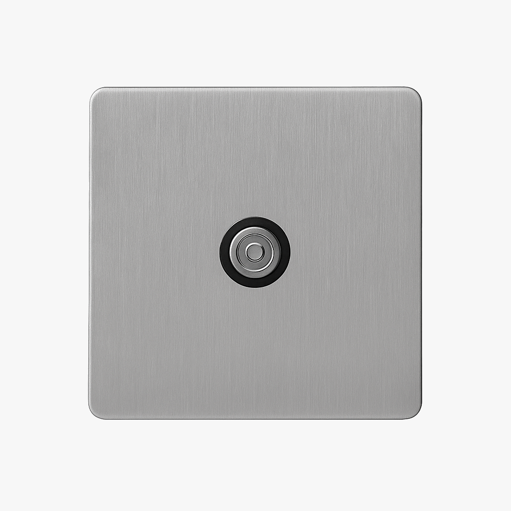 Light Grey Brushed Steel TV Socket with Minimalist Design