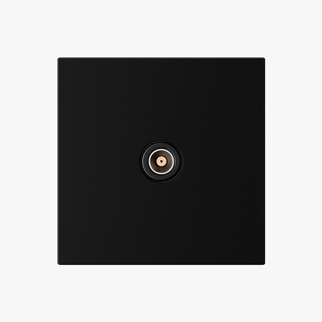 Black matt steel TV socket