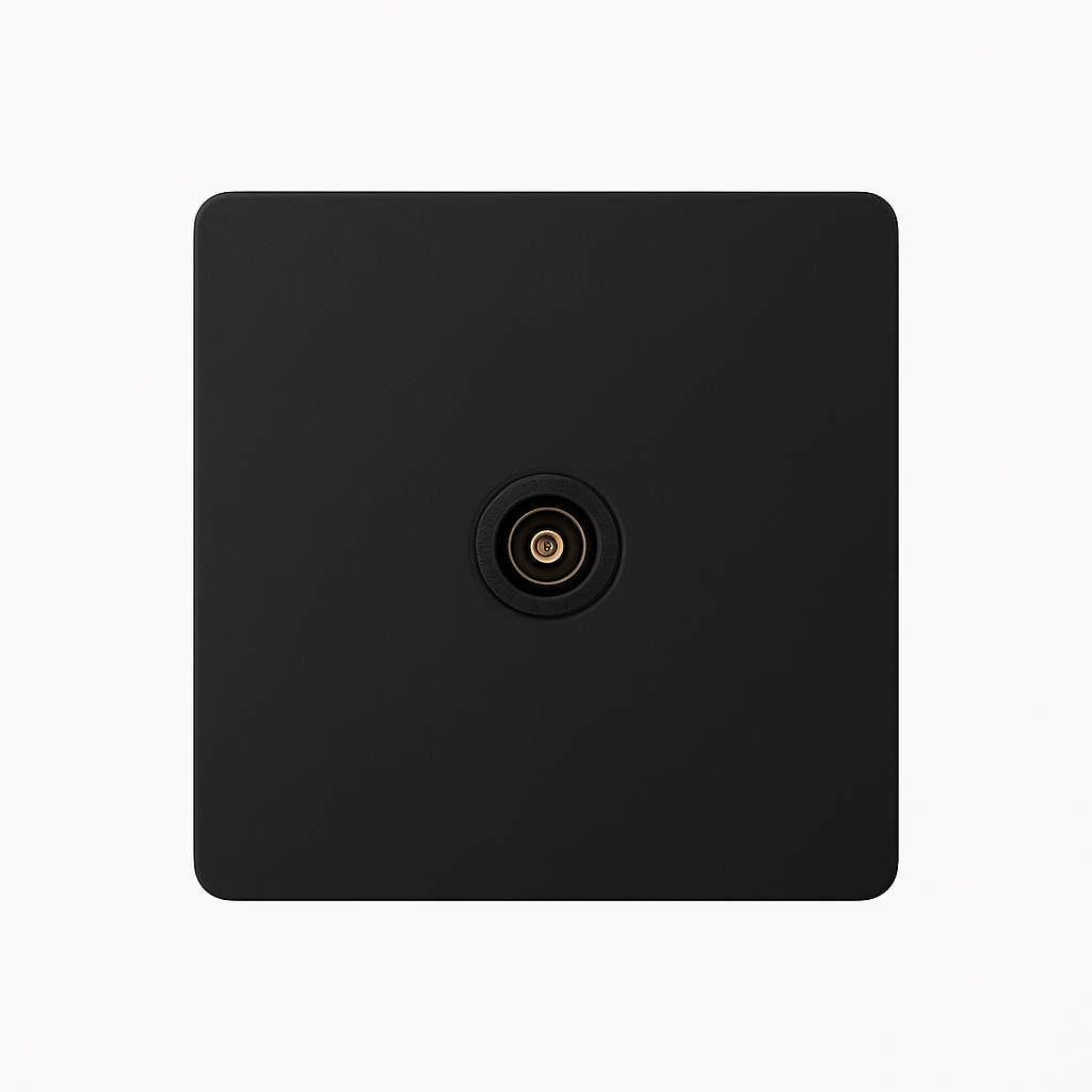Black Matt Steel TV Socket, Rounded Edges, Style Three