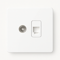 Elegant White Matt Steel TV and RJ45 Socket