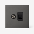 TV and RJ45 socket in brushed grey steel