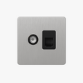Practical Light Grey Brushed Steel TV RJ45 Socket