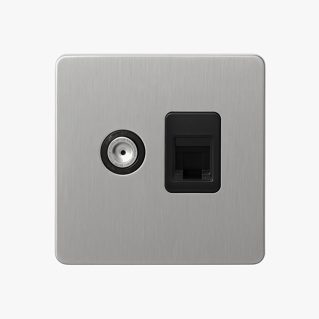 Harmonious Light Grey Brushed Steel TV RJ45 Socket