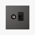 TV and RJ45 socket in brushed dark grey steel