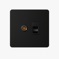 Square TV and RJ45 Socket in Matt Black Steel
