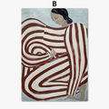 Pajama striped woman poster wall art geometry retro decoration