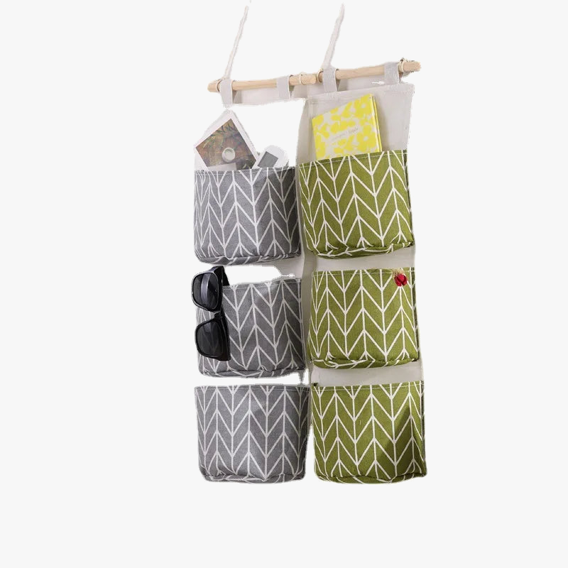 Storage bag suspended in cotton and linen three layers - view 5