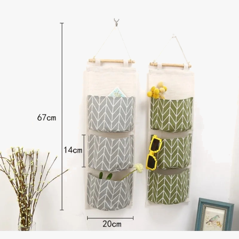 Storage bag suspended in cotton and linen three layers - view 6