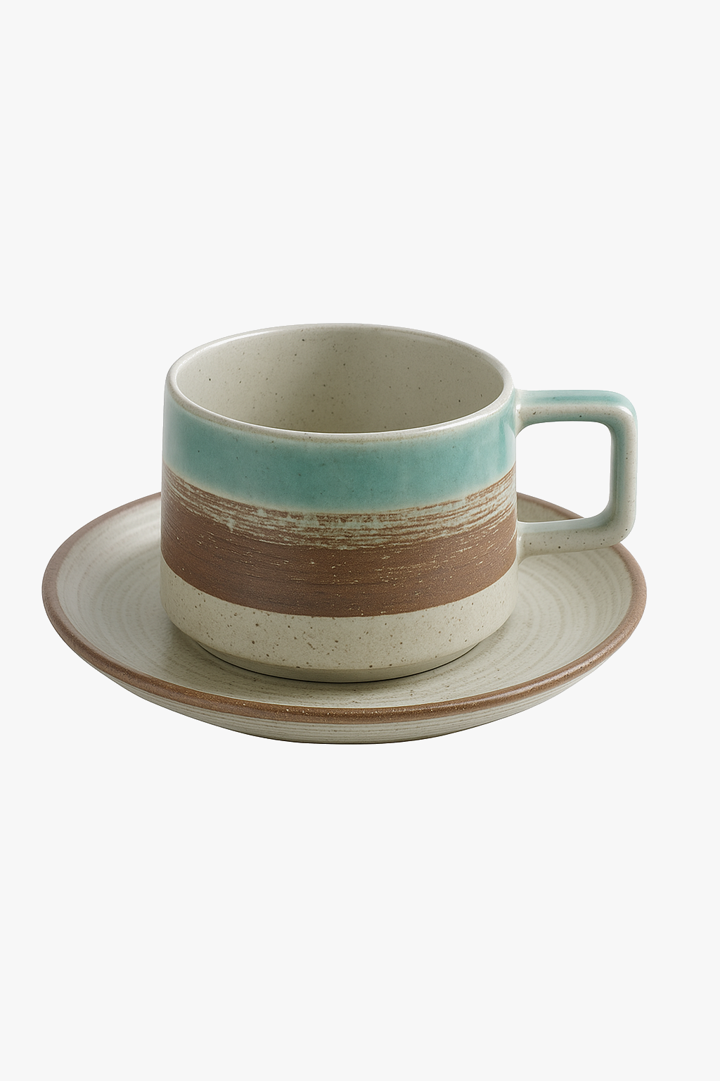 Retro Japanese Ceramic Tea Set with Cups and Saucers