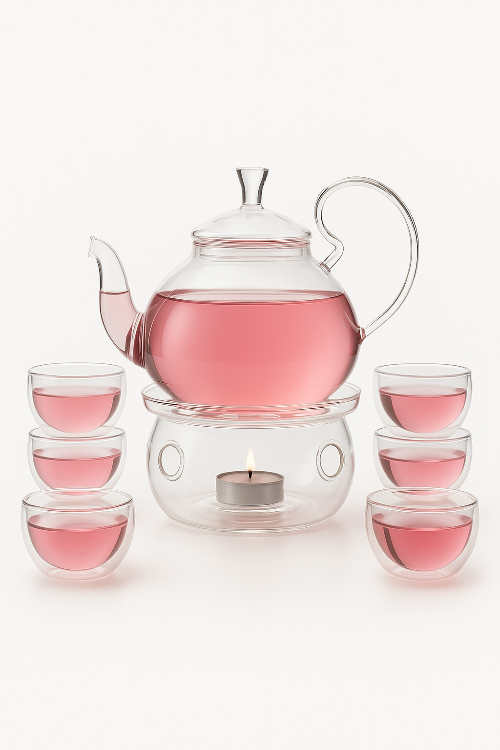 Double-Wall Glass Tea Set with Infuser, 800ml