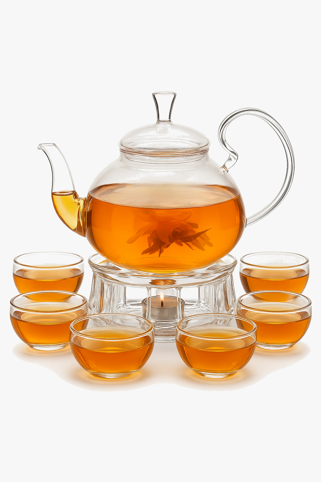 Double-Wall Glass Tea Set with Infuser and Heater