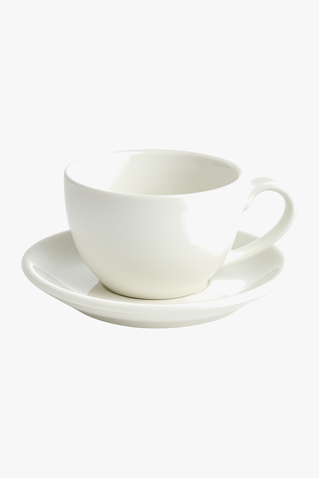 Modern barista style ceramic coffee service with saucer