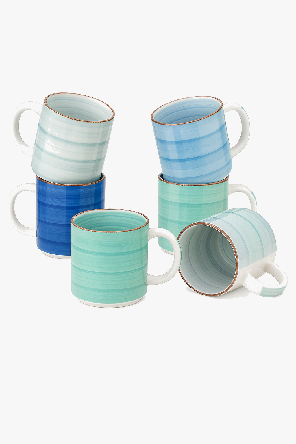 Coffee service ceramic 6 spiral painted cups