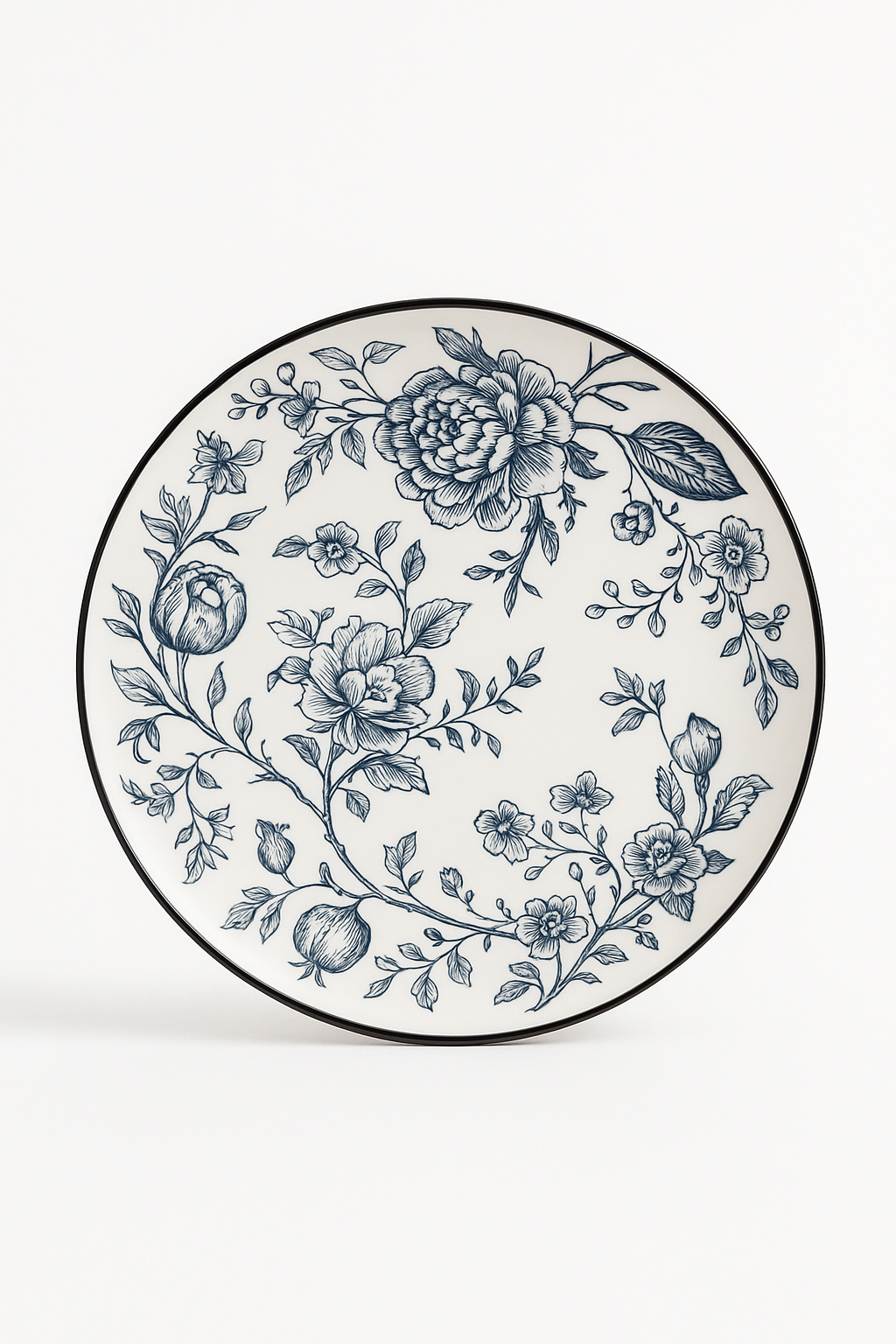 Ceramic plate service floral pattern style champetre