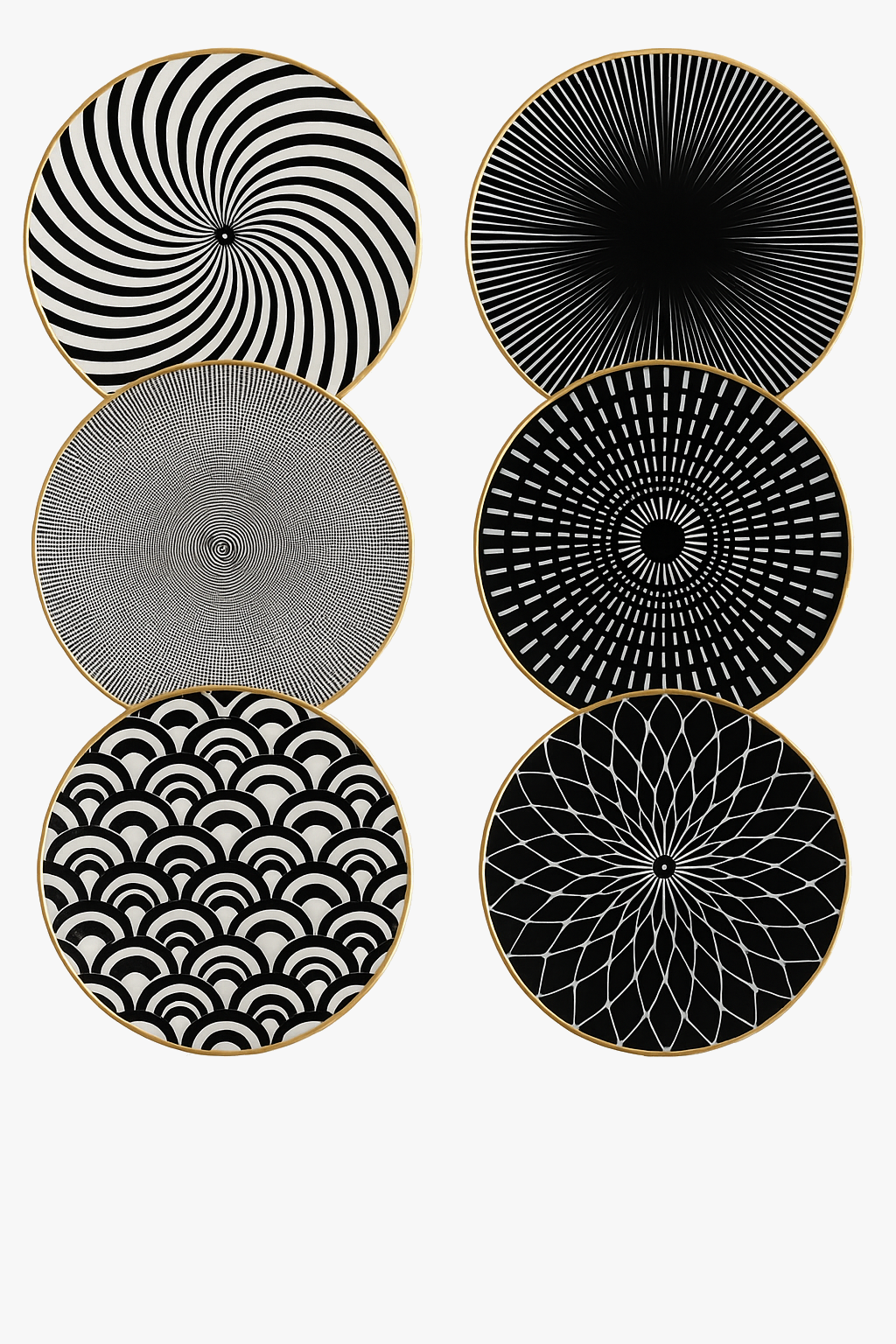 Geometric table service 6 pieces ceramic plates
