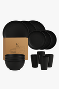 Black Unbreakable Wheat Straw Table Service 16-Piece Set