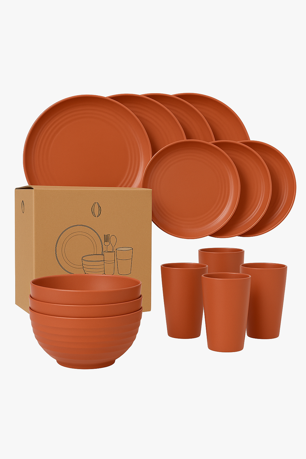 Light Unbreakable Wheat Straw Table Service