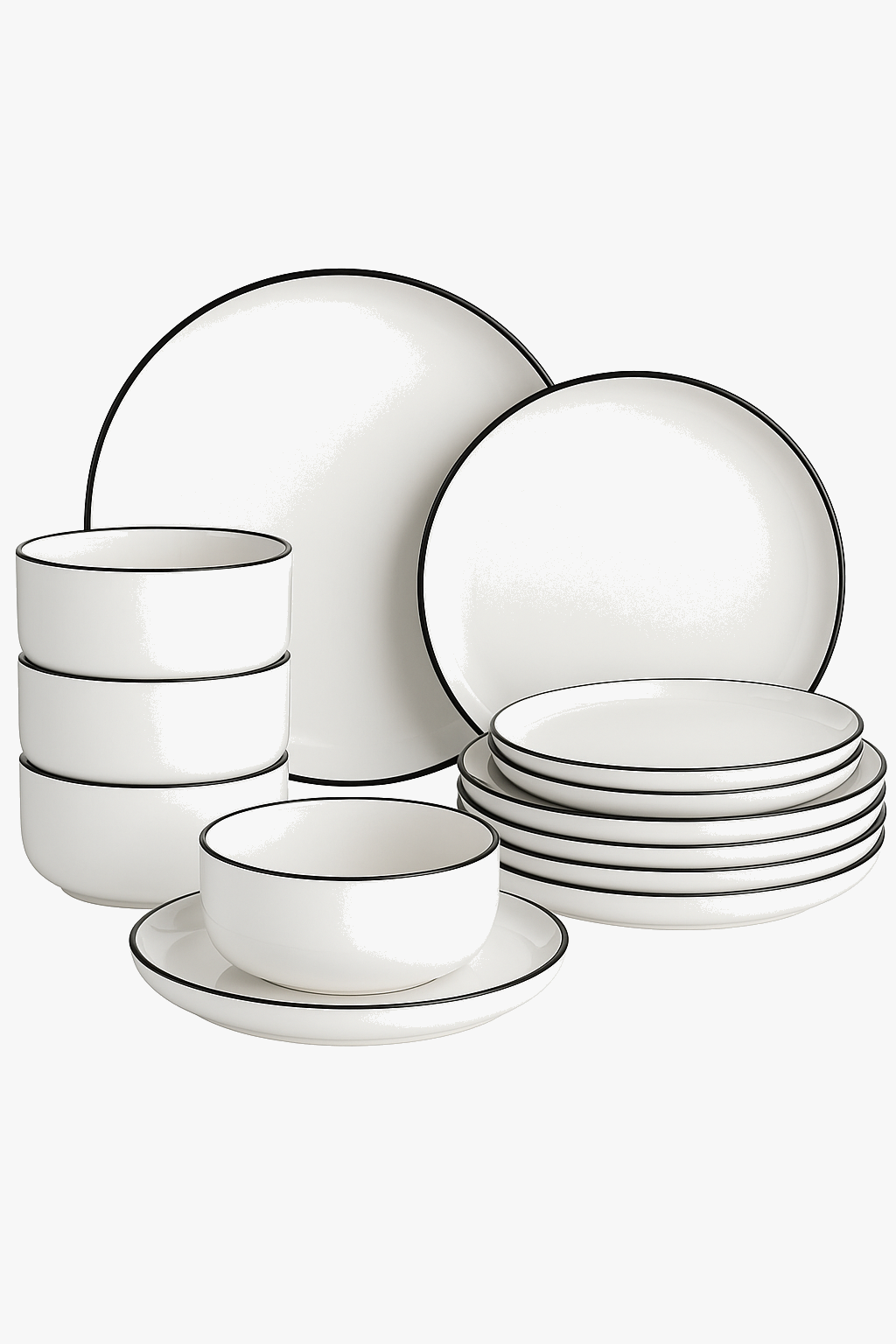 Porcelain table service modern style border 4 people