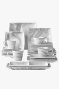 Table service porcelain marble effect 32 pieces