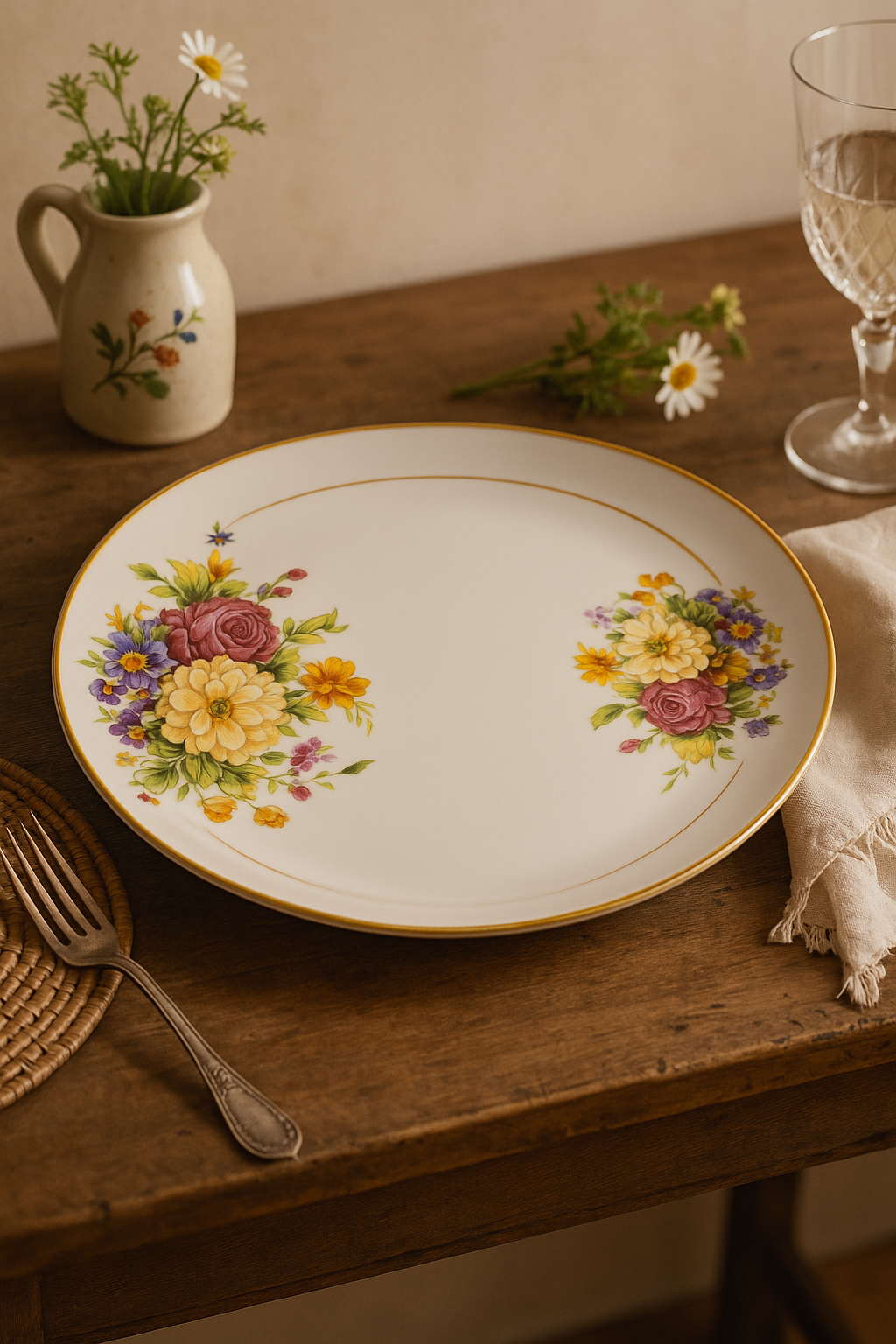 Service table porcelain fine floral pattern customizable Western - view 2