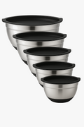 Set 6 stainless steel bowls with slip-resistant lids