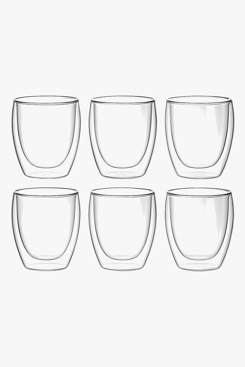 Set of glass 80ml double wall espresso cups (set of 6)
