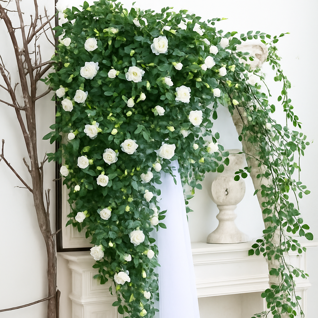Artificial silk flowers fake pink elegant decoration for interior - view 4