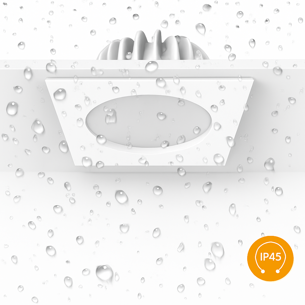Round or square waterproof led spot for indoors - White square / Warm White / 5W
