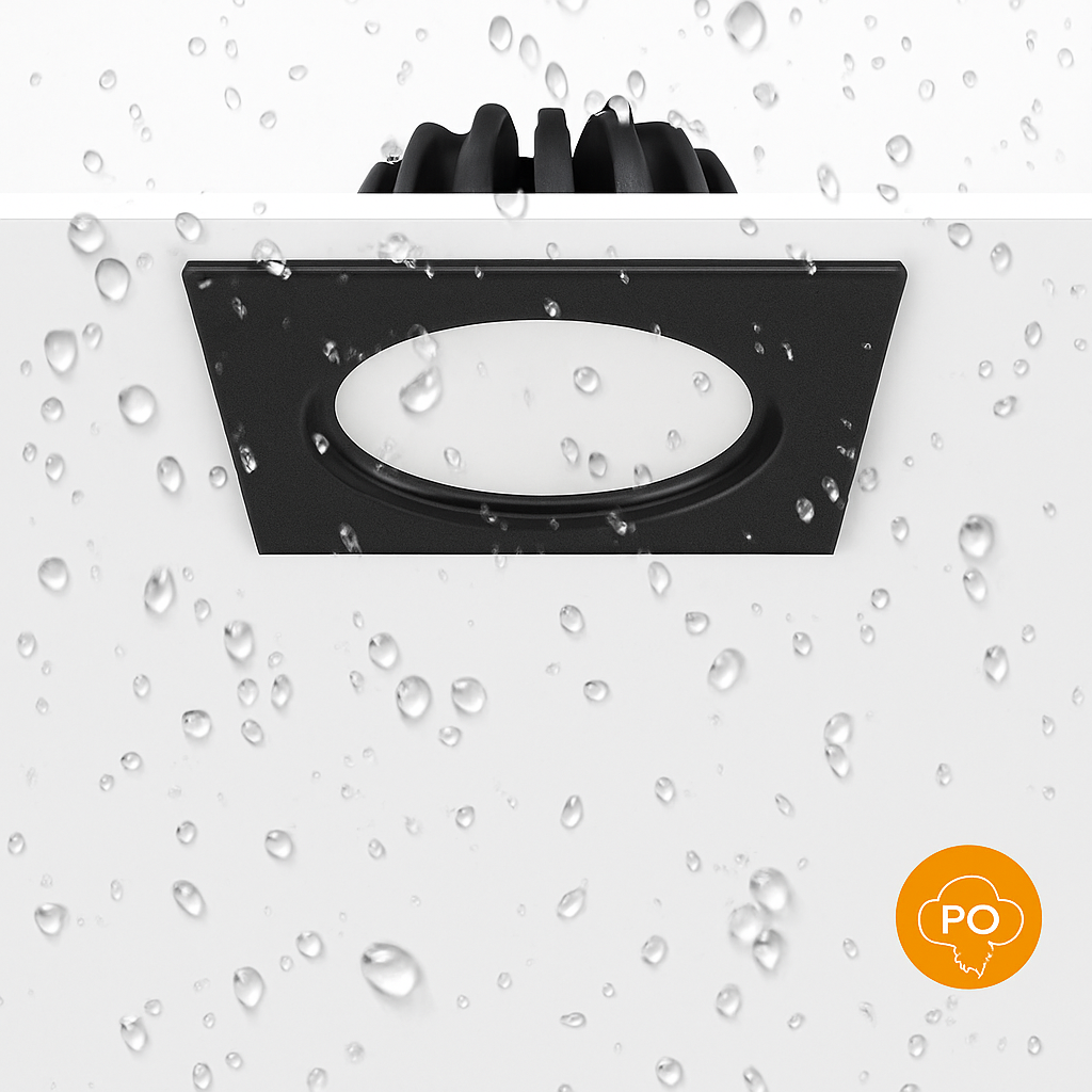 Round or square waterproof led spot for indoors - Black square / Warm White / 5W