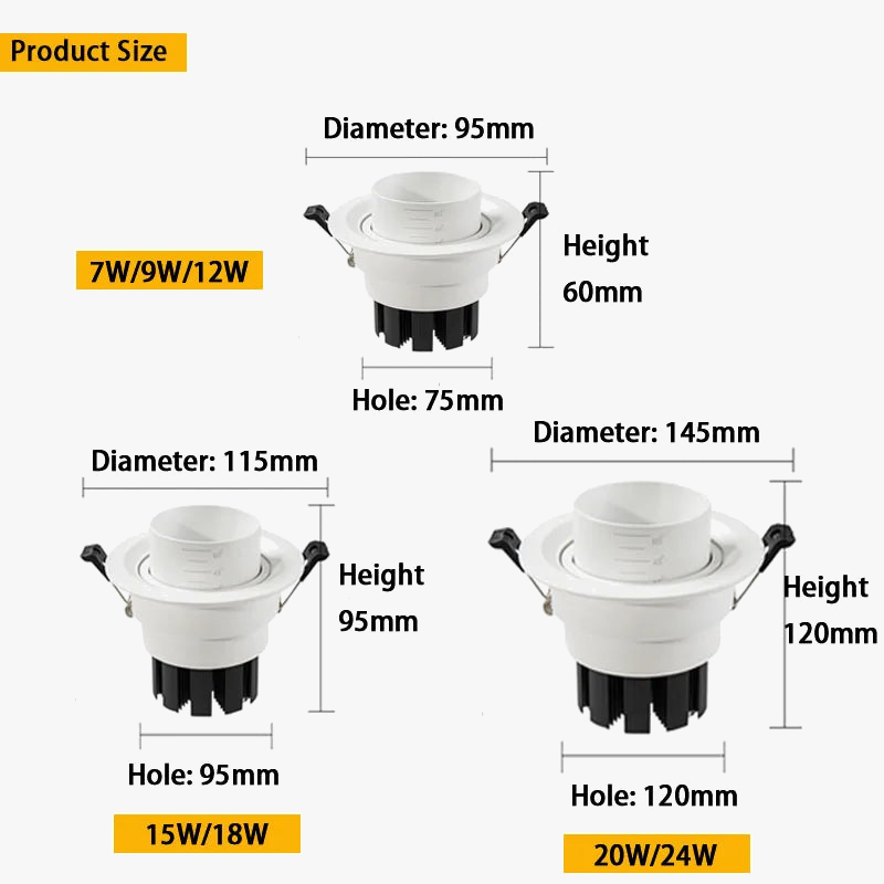 Zoomable beam led-mounted spotlights for interior lighting - view 5