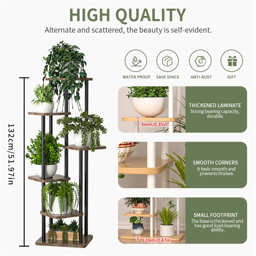 Wooden support for plants and flowers on several levels - view 2