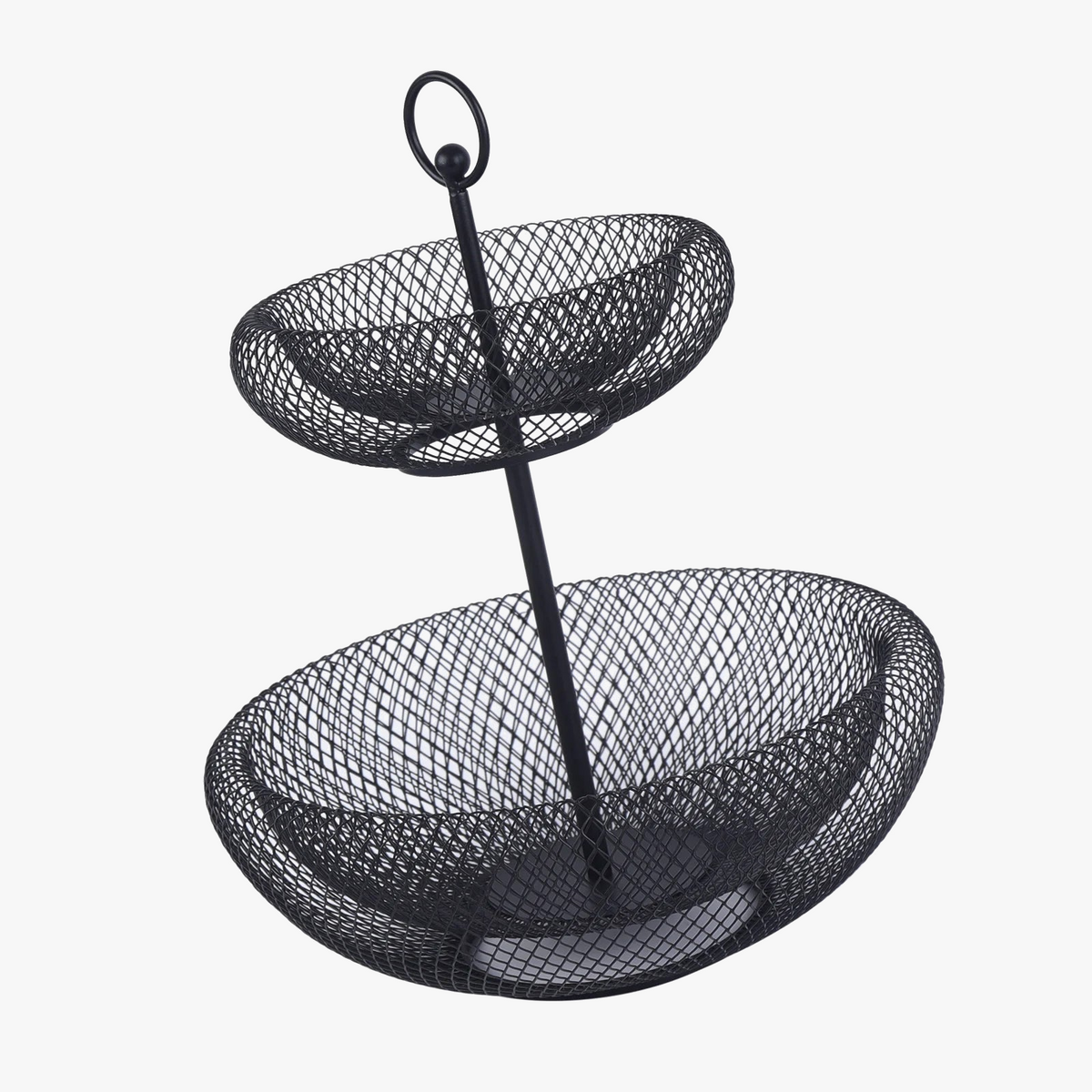 Double-level fruit holder in black forged iron - view 2