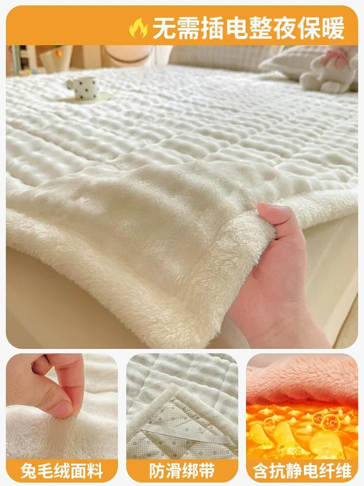 Warm velvet surmatelas for non-slip and foldable double bed - view 6